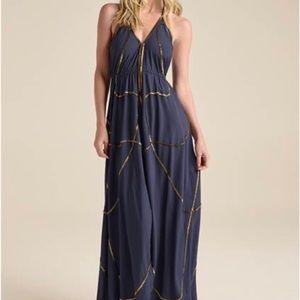 Navy Blue with Gold zippers and beads dress!